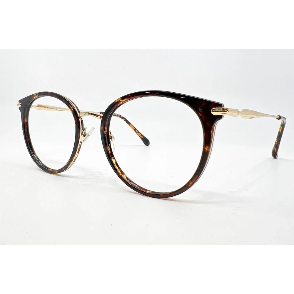 Firmoo Eyeglasses Womens Tortoise Gold Round S947 51-21-145 C2 51mm
